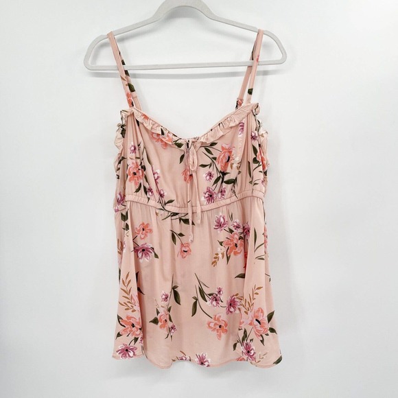 Torrid Tops - Torrid Babydoll Challis Ruffle Trim Cami Top Sweet Gardens Size 2X Smocked Back